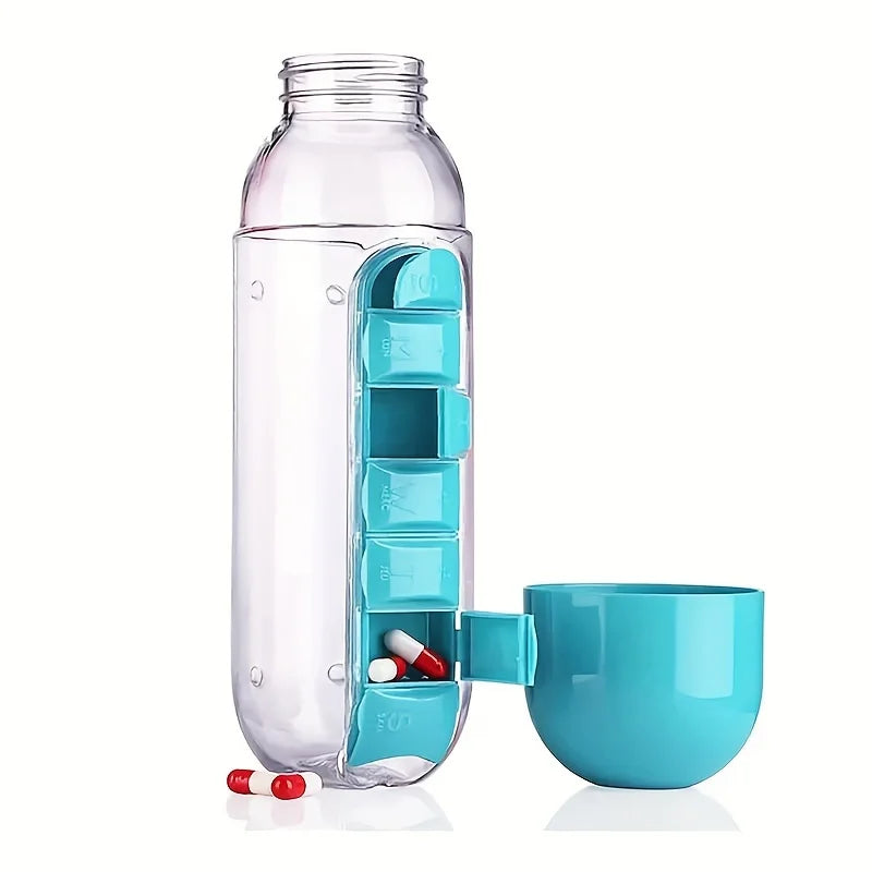 Water Bottle with Built-in Pill Box