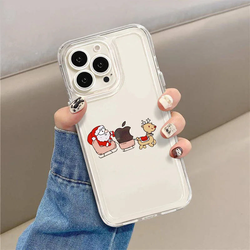 Funny Santa & New Year Cartoon Phone Case - Shockproof Soft Shell for iPhone