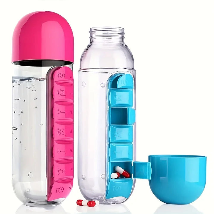 Water Bottle with Built-in Pill Box