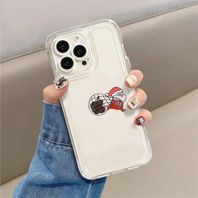 Funny Santa & New Year Cartoon Phone Case - Shockproof Soft Shell for iPhone