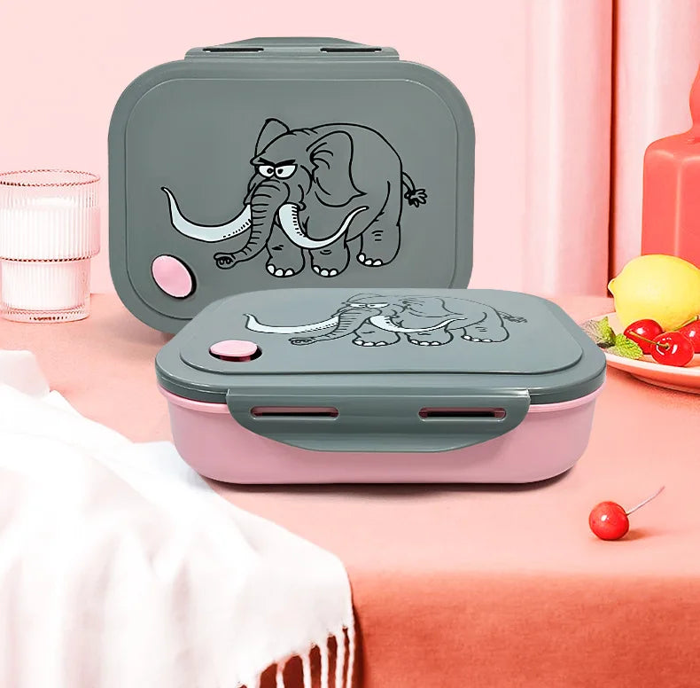 Cartoon Elephant Bento Box with Water Bottle