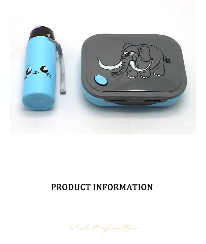 Cartoon Elephant Bento Box with Water Bottle