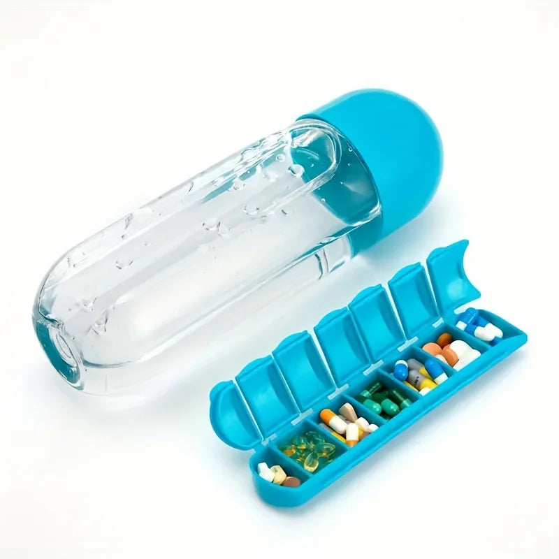 Water Bottle with Built-in Pill Box