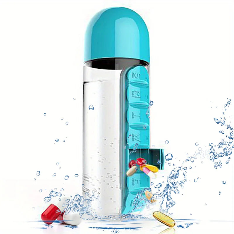 Water Bottle with Built-in Pill Box