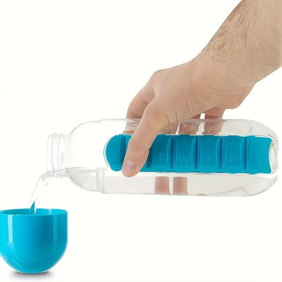 Water Bottle with Built-in Pill Box