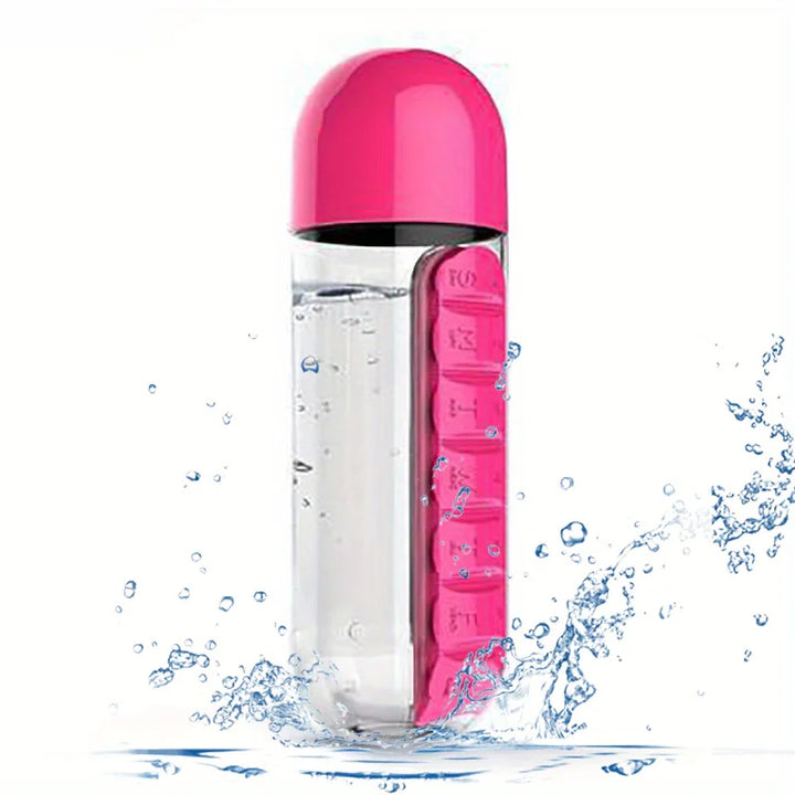 Water Bottle with Built-in Pill Box