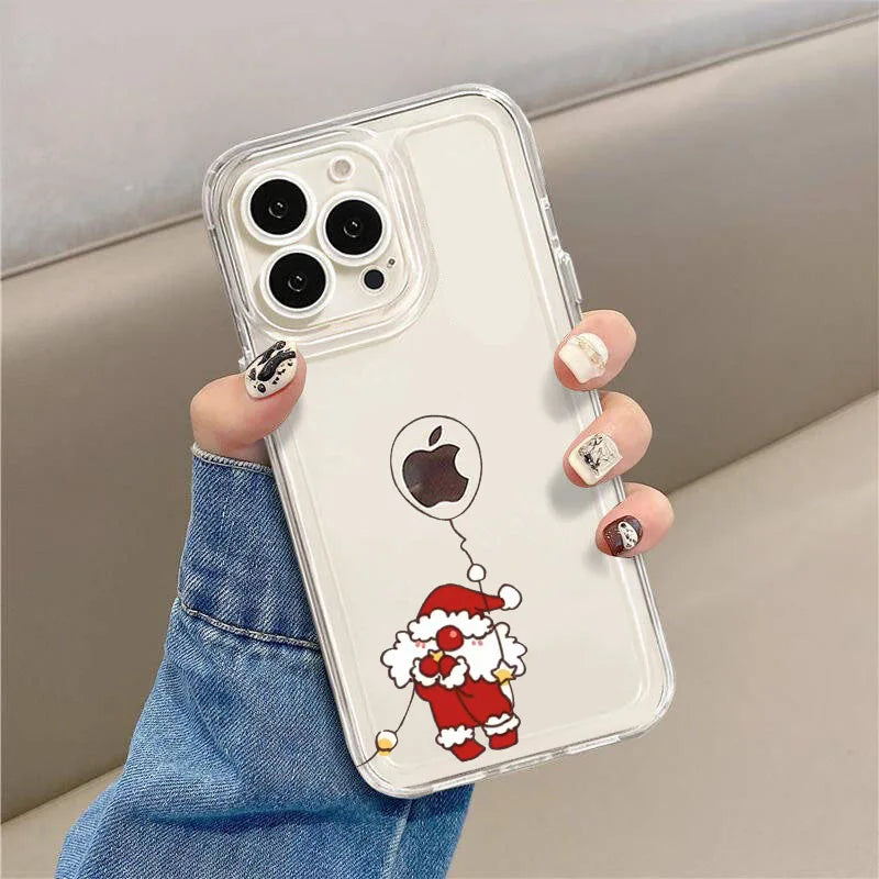 Funny Santa & New Year Cartoon Phone Case - Shockproof Soft Shell for iPhone